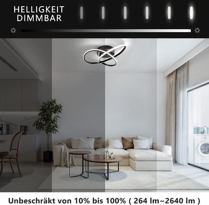 Homefire LED Deckenleuchte Dimmbar Deckenlampe - 33W Wohnzimmerlampe Schwarz mit Fernbedienung Modern Schlafzimmerlampe - 40CM Geometrie Design Lampe für Wohnzimmer Schlafzimmer Küche Flur Studio - Homefire