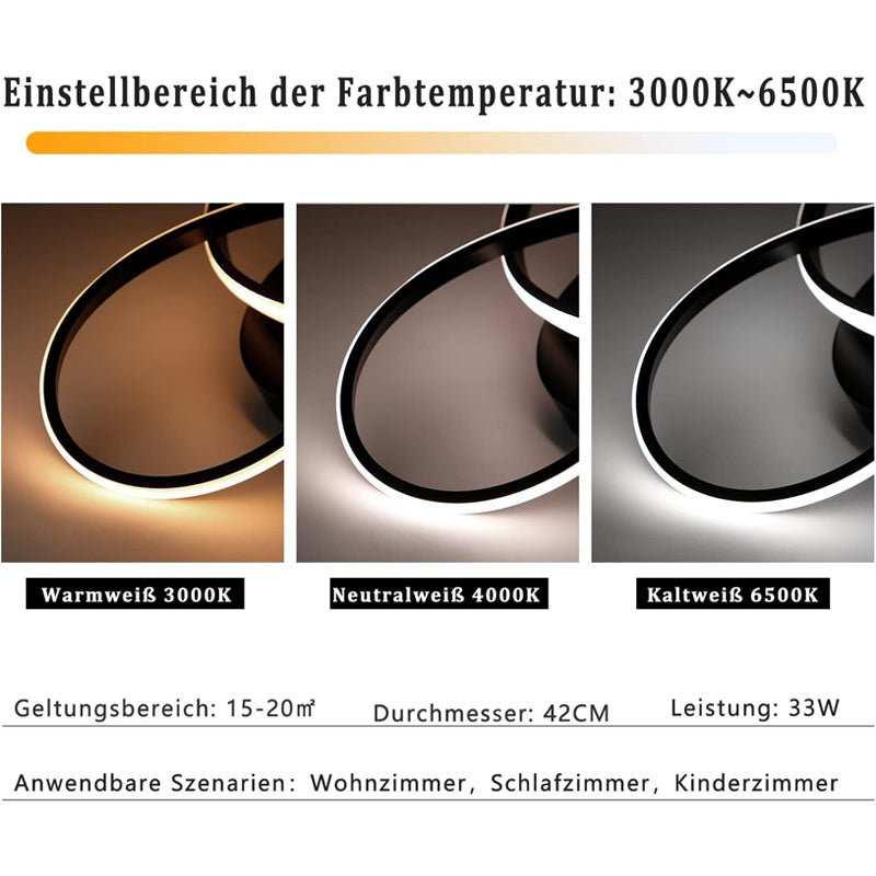 Homefire LED Deckenleuchte Dimmbar Deckenlampe - 33W Wohnzimmerlampe Schwarz mit Fernbedienung Modern Schlafzimmerlampe - 40CM Geometrie Design Lampe für Wohnzimmer Schlafzimmer Küche Flur Studio - Homefire
