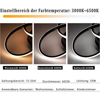 Homefire LED Deckenleuchte Dimmbar Deckenlampe - 33W Wohnzimmerlampe Schwarz mit Fernbedienung Modern Schlafzimmerlampe - 40CM Geometrie Design Lampe für Wohnzimmer Schlafzimmer Küche Flur Studio - Homefire