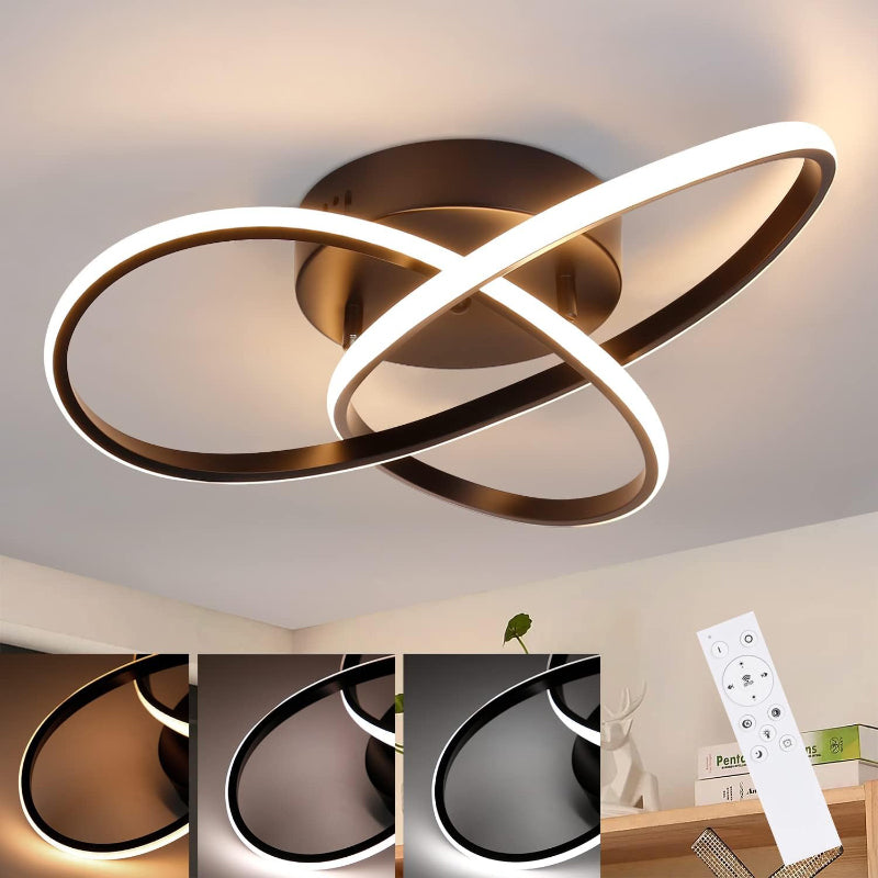 Homefire LED Deckenleuchte Dimmbar Deckenlampe - 33W Wohnzimmerlampe Schwarz mit Fernbedienung Modern Schlafzimmerlampe - 40CM Geometrie Design Lampe für Wohnzimmer Schlafzimmer Küche Flur Studio - Homefire