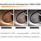 Homefire LED Deckenleuchte Dimmbar Deckenlampe - 33W Wohnzimmerlampe Schwarz mit Fernbedienung Modern Schlafzimmerlampe - 40CM Geometrie Design Lampe für Wohnzimmer Schlafzimmer Küche Flur Studio [Energieklasse G] - Homefire