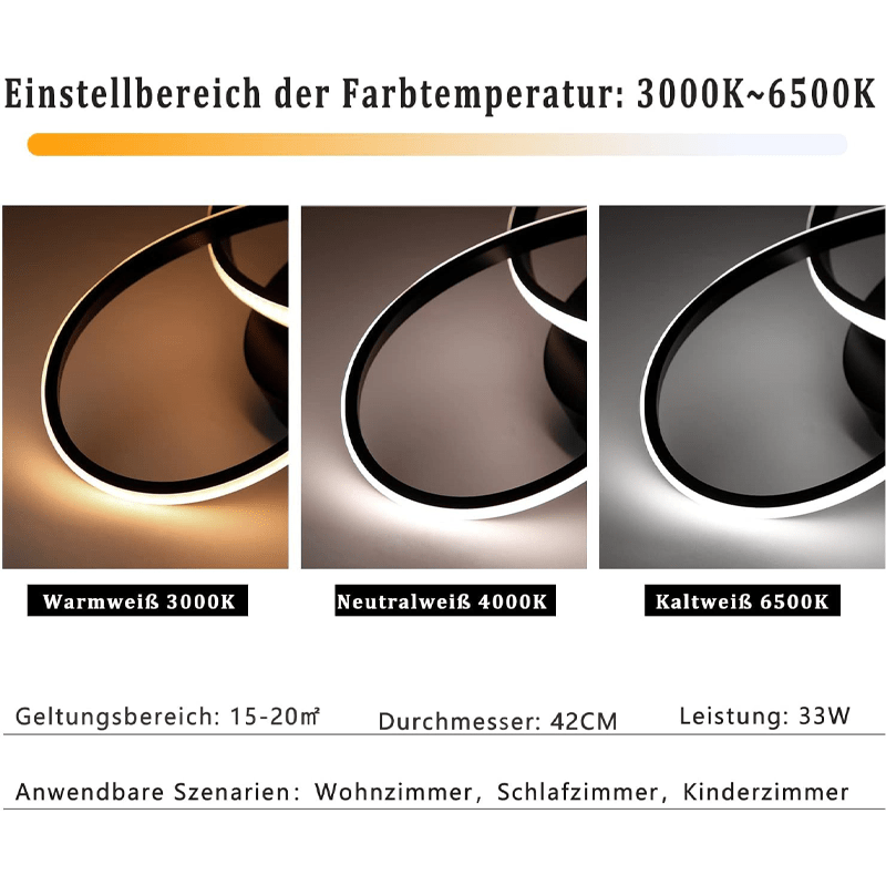 Homefire LED Deckenleuchte Dimmbar Deckenlampe - 33W Wohnzimmerlampe Schwarz mit Fernbedienung Modern Schlafzimmerlampe - 40CM Geometrie Design Lampe für Wohnzimmer Schlafzimmer Küche Flur Studio [Energieklasse G] - Homefire