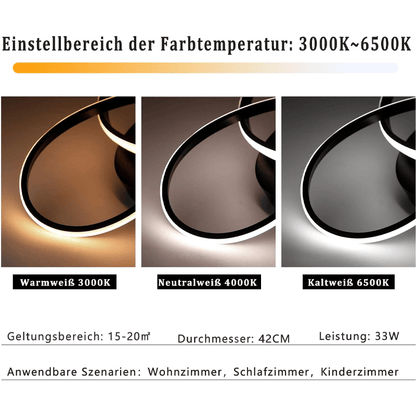 Homefire LED Deckenleuchte Dimmbar Deckenlampe - 33W Wohnzimmerlampe Schwarz mit Fernbedienung Modern Schlafzimmerlampe - 40CM Geometrie Design Lampe für Wohnzimmer Schlafzimmer Küche Flur Studio [Energieklasse G] - Homefire
