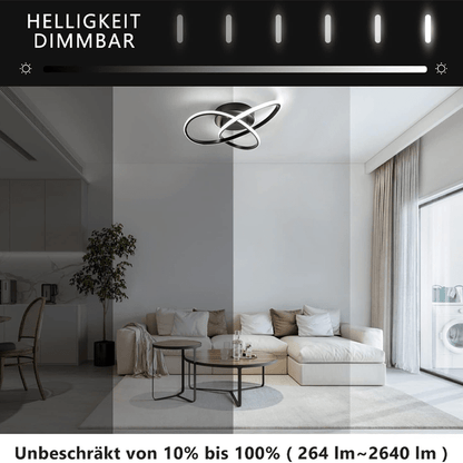 Homefire LED Deckenleuchte Dimmbar Deckenlampe - 33W Wohnzimmerlampe Schwarz mit Fernbedienung Modern Schlafzimmerlampe - 40CM Geometrie Design Lampe für Wohnzimmer Schlafzimmer Küche Flur Studio [Energieklasse G] - Homefire