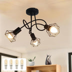 Homefire LED Deckenleuchte E14 Deckenlampe Schwarz - Deckenstrahler 5 Flammig Industrial Deckenspots Vintage Retro Spotlight Wohnzimmer Küche Ohne Leuchtmittel - Homefire