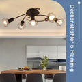 Homefire LED Deckenleuchte E14 Deckenlampe Schwarz - Deckenstrahler 5 Flammig Industrial Deckenspots Vintage Retro Spotlight Wohnzimmer Küche Ohne Leuchtmittel - Homefire