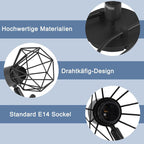 Homefire LED Deckenleuchte E14 Deckenlampe Schwarz - Deckenstrahler 5 Flammig Industrial Deckenspots Vintage Retro Spotlight Wohnzimmer Küche Ohne Leuchtmittel - Homefire