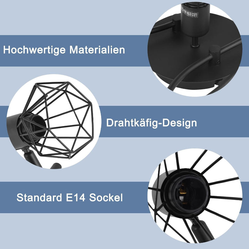 Homefire LED Deckenleuchte E14 Deckenlampe Schwarz - Deckenstrahler 5 Flammig Industrial Deckenspots Vintage Retro Spotlight Wohnzimmer Küche Ohne Leuchtmittel - Homefire