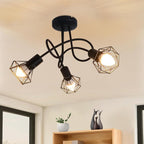 Homefire LED Deckenleuchte E14 Deckenlampe Schwarz - Deckenstrahler 5 Flammig Industrial Deckenspots Vintage Retro Spotlight Wohnzimmer Küche Ohne Leuchtmittel - Homefire