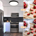 Homefire Led Deckenleuchte Flach Deckenlampe - Schlafzimmerlampe IP44 küchenlampe 4000K Badezimmer Rund 27cm 17W Schwarzer Wohnzimmerlampe für Küche Flur Kinderzimmer Balkon Büro [Energieklasse F] - Homefire