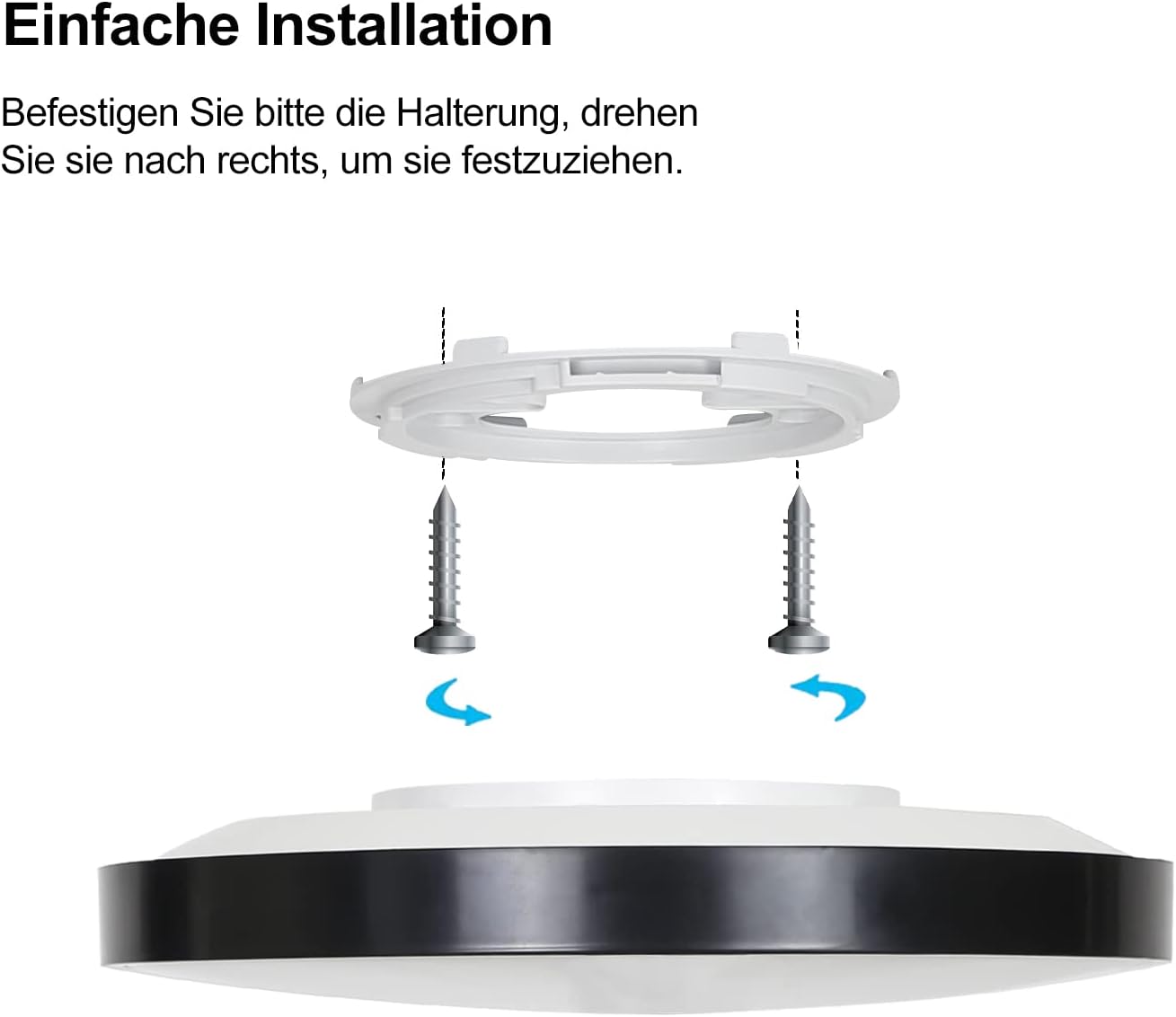 Homefire Led Deckenleuchte Flach Deckenlampe - Schlafzimmerlampe IP44 küchenlampe 4000K Badezimmer Rund 27cm 17W Schwarzer Wohnzimmerlampe für Küche Flur Kinderzimmer Balkon Büro [Energieklasse F] - Homefire