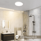 Homefire LED Deckenleuchte Flach - Rund Badezimmerlampe 18CM IP44 Wasserdicht Badlampe Küchenlampe Decke Weiß Flurlampe 15W Augenschutz 3000K Warmweiß Schlafzimmerlampe für Bad Küche Flur - Homefire