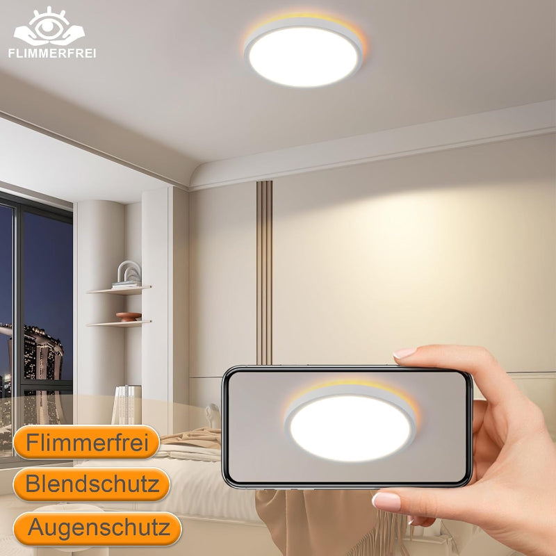 Homefire LED Deckenleuchte Flach - Schlafzimmerlampe 22CM Badezimmerlampe 18W Küchenlampe Schlafzimmer weiß Rhombenplatte Deckenbeleuchtung Flurlampe Badlampe 3000K - 6500K für Küche Flur - Homefire