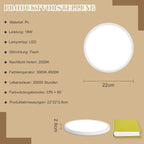 Homefire LED Deckenleuchte Flach - Schlafzimmerlampe 22CM Badezimmerlampe 18W Küchenlampe Schlafzimmer weiß Rhombenplatte Deckenbeleuchtung Flurlampe Badlampe 3000K - 6500K für Küche Flur - Homefire