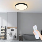 Homefire LED Deckenleuchte Schwarz Dimmbar - Deckenlampe Flur Rund 30W mit Fernbedienung Ø27cm Badzimmerlampe Flach 3000K-6500K für Küche Korridor Badezimmer Balkon Kinderzimmer Wohnzimmer [Energieklasse F] - Homefire