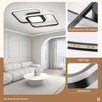Homefire LED Deckenleuchte Wohnzimmer Deckenlampe - Schwarz Modern 48W Schlafzimmerlampe Dimmbar mit Fernbedienung Metall Design Wohnzimmerlampe für Schlafzimmer Kinderzimmer Küche Esszimmer [Energieklasse G] - Homefire