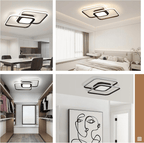 Homefire LED Deckenleuchte Wohnzimmer Deckenlampe - Schwarz Modern 48W Schlafzimmerlampe Dimmbar mit Fernbedienung Metall Design Wohnzimmerlampe für Schlafzimmer Kinderzimmer Küche Esszimmer [Energieklasse G] - Homefire