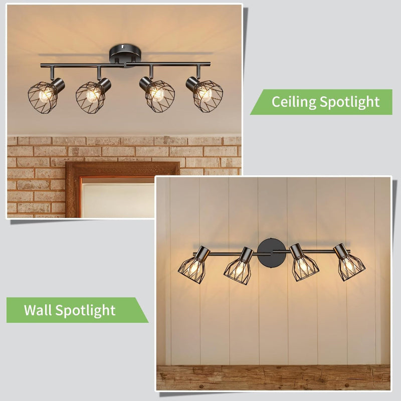 Homefire LED Deckenstrahler 4 Flammig - Strahler Deckenleuchte E14 4 Flammig Deckenstrahler Schwarz - Lampe Küche Deckenlampe LED - Lampe Wohnzimmer Schlafzimmerlampe Deckenspots Nein Leuchtmittel [Energieklasse E] - Homefire