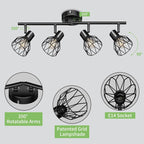 Homefire LED Deckenstrahler 4 Flammig - Strahler Deckenleuchte E14 4 Flammig Deckenstrahler Schwarz - Lampe Küche Deckenlampe LED - Lampe Wohnzimmer Schlafzimmerlampe Deckenspots Nein Leuchtmittel [Energieklasse E] - Homefire