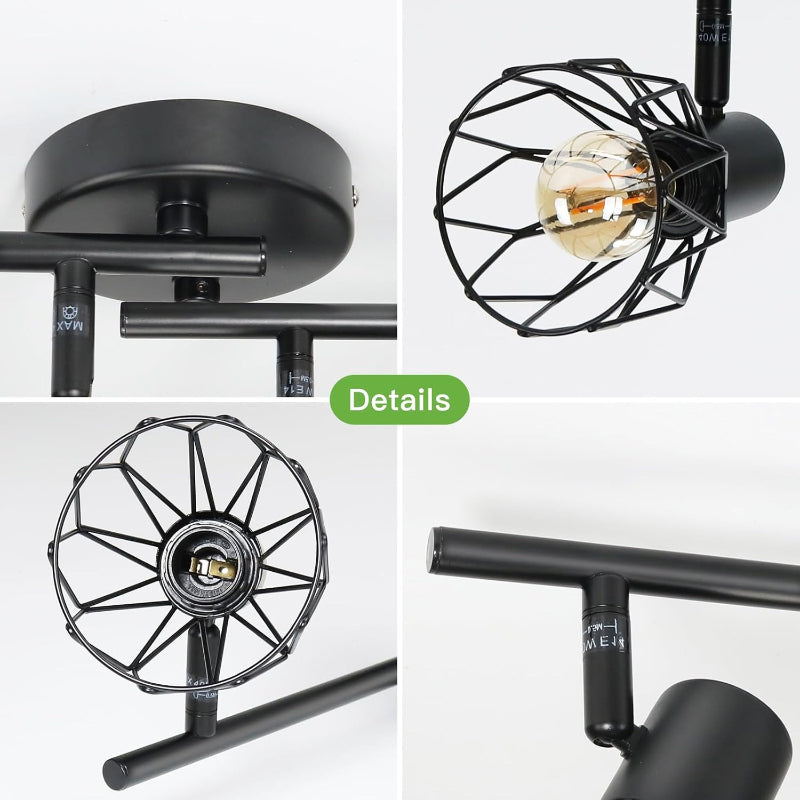 Homefire LED Deckenstrahler 4 Flammig - Strahler Deckenleuchte E14 4 Flammig Deckenstrahler Schwarz - Lampe Küche Deckenlampe LED - Lampe Wohnzimmer Schlafzimmerlampe Deckenspots Nein Leuchtmittel [Energieklasse E] - Homefire