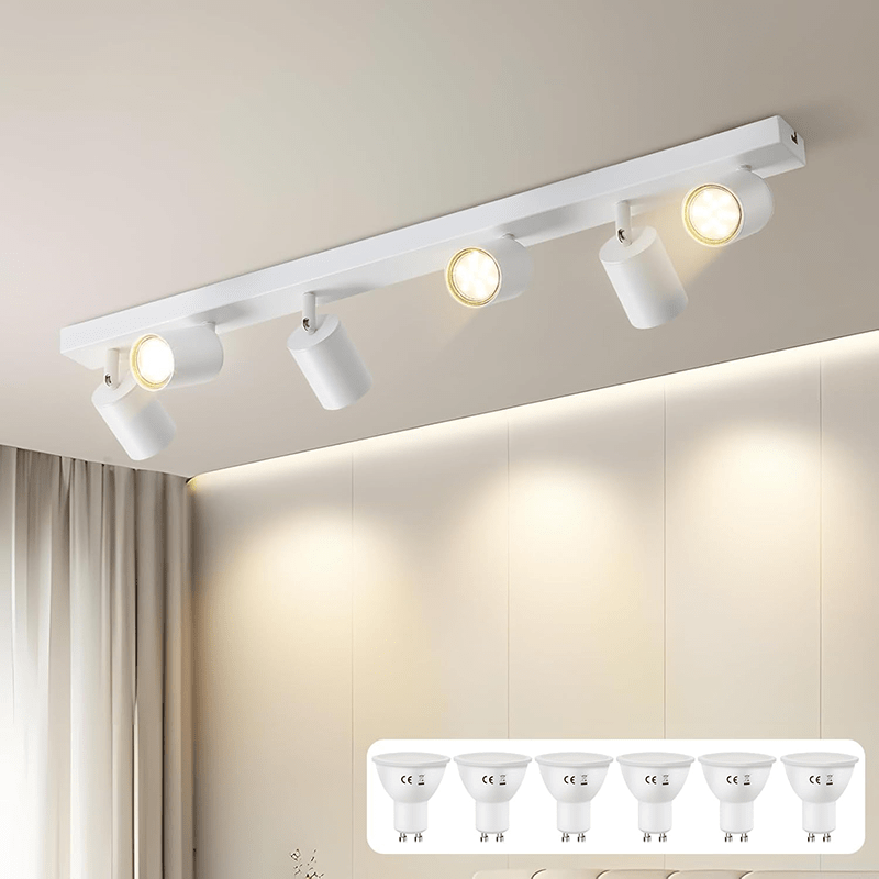 Homefire LED Deckenstrahler Deckenlampe - 6 Flammig GU10 Deckenleuchte Weiß 350° Schwenkbar Strahler Spots Innen Deckenspot flurlampe für Wohnzimmer Küche Schlafzimmer Ohne Leuchtmittel Besuche den Homefire-Store - Homefire