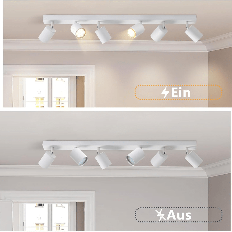 Homefire LED Deckenstrahler Deckenlampe - 6 Flammig GU10 Deckenleuchte Weiß 350° Schwenkbar Strahler Spots Innen Deckenspot flurlampe für Wohnzimmer Küche Schlafzimmer Ohne Leuchtmittel Besuche den Homefire-Store - Homefire