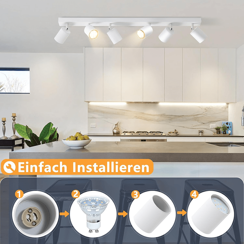 Homefire LED Deckenstrahler Deckenlampe - 6 Flammig GU10 Deckenleuchte Weiß 350° Schwenkbar Strahler Spots Innen Deckenspot flurlampe für Wohnzimmer Küche Schlafzimmer Ohne Leuchtmittel Besuche den Homefire-Store - Homefire