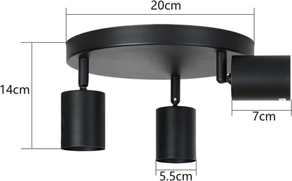 Homefire LED Deckenstrahler Deckenlampe Schwarz - 3 Flammig GU10 Deckenleuchte 350° Schwenkbar Strahler Spots Innen Deckenspot flurlampe für Wohnzimmer Küche Ohne Leuchtmittel - Homefire