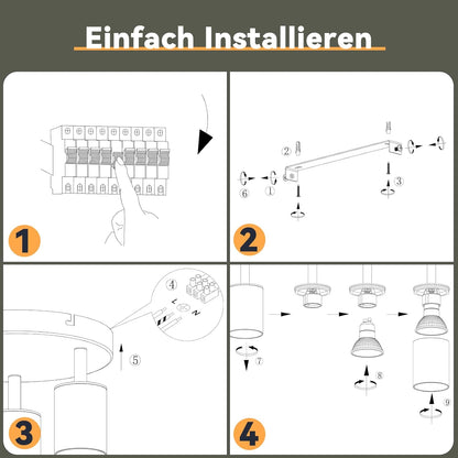 Homefire LED Deckenstrahler Deckenlampe Schwarz - 3 Flammig GU10 Deckenleuchte 350° Schwenkbar Strahler Spots Innen Deckenspot flurlampe für Wohnzimmer Küche Ohne Leuchtmittel - Homefire