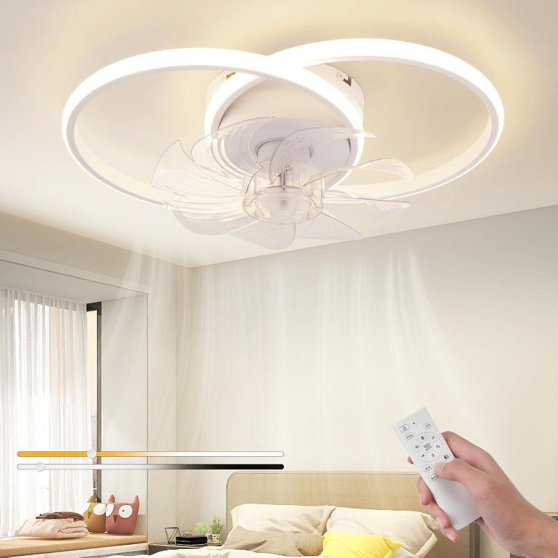 Homefire LED Deckenventilator Mit Beleuchtung - 36W Modern Deckenleuchte Ventilator Leise Mit Fernbedienung 3 Farbtemperatur 6-Gang Weiß Schlafzimmer Ventilator Lampe für Esszimmer Büro Kinderzimmer - Homefire