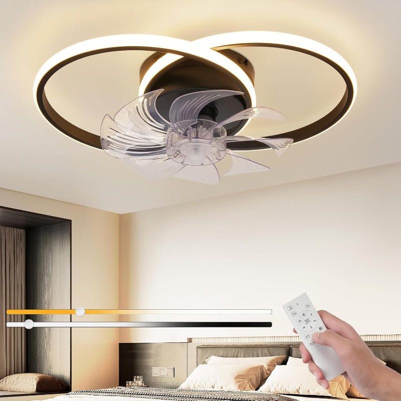 Homefire LED Deckenventilator Mit Beleuchtung - 36W Modern Deckenleuchte Ventilator Leise Mit Fernbedienung 3 Farbtemperatur 6-Gang Weiß Schlafzimmer Ventilator Lampe für Esszimmer Büro Kinderzimmer - Homefire