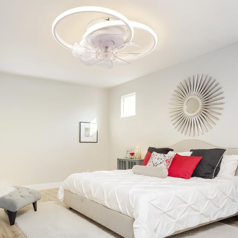 Homefire LED Deckenventilator Mit Beleuchtung - 36W Modern Deckenleuchte Ventilator Leise Mit Fernbedienung 3 Farbtemperatur 6-Gang Weiß Schlafzimmer Ventilator Lampe für Esszimmer Büro Kinderzimmer - Homefire