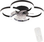 Homefire LED Deckenventilator Mit Beleuchtung - 40W Leise Schwarz Deckenlampe Ventilator mit Fernbedienung Dimmbar Modern Deckenleuchte 6-Gang Timer Schlafzimmer Deckenventilatoren für Küche Esszimmer - Homefire