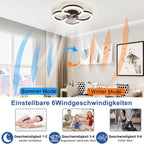 Homefire LED Deckenventilator Mit Beleuchtung - 40W Leise Schwarz Deckenlampe Ventilator mit Fernbedienung Dimmbar Modern Deckenleuchte 6-Gang Timer Schlafzimmer Deckenventilatoren für Küche Esszimmer - Homefire