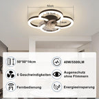 Homefire LED Deckenventilator Mit Beleuchtung - 40W Leise Schwarz Deckenlampe Ventilator mit Fernbedienung Dimmbar Modern Deckenleuchte 6-Gang Timer Schlafzimmer Deckenventilatoren für Küche Esszimmer - Homefire