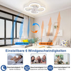 Homefire LED Deckenventilator Mit Beleuchtung - Deckenleuchte Ventilator Leise mit Fernbedienung Dimmbar Wohnzimmer Deckenleuchte 6-Gang Timer Weiß Ventilator Lampe für Jugendzimmer Büro Kinderzimmer - Homefire
