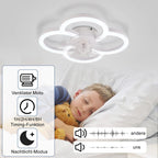 Homefire LED Deckenventilator Mit Beleuchtung - Deckenleuchte Ventilator Leise mit Fernbedienung Dimmbar Wohnzimmer Deckenleuchte 6-Gang Timer Weiß Ventilator Lampe für Jugendzimmer Büro Kinderzimmer - Homefire