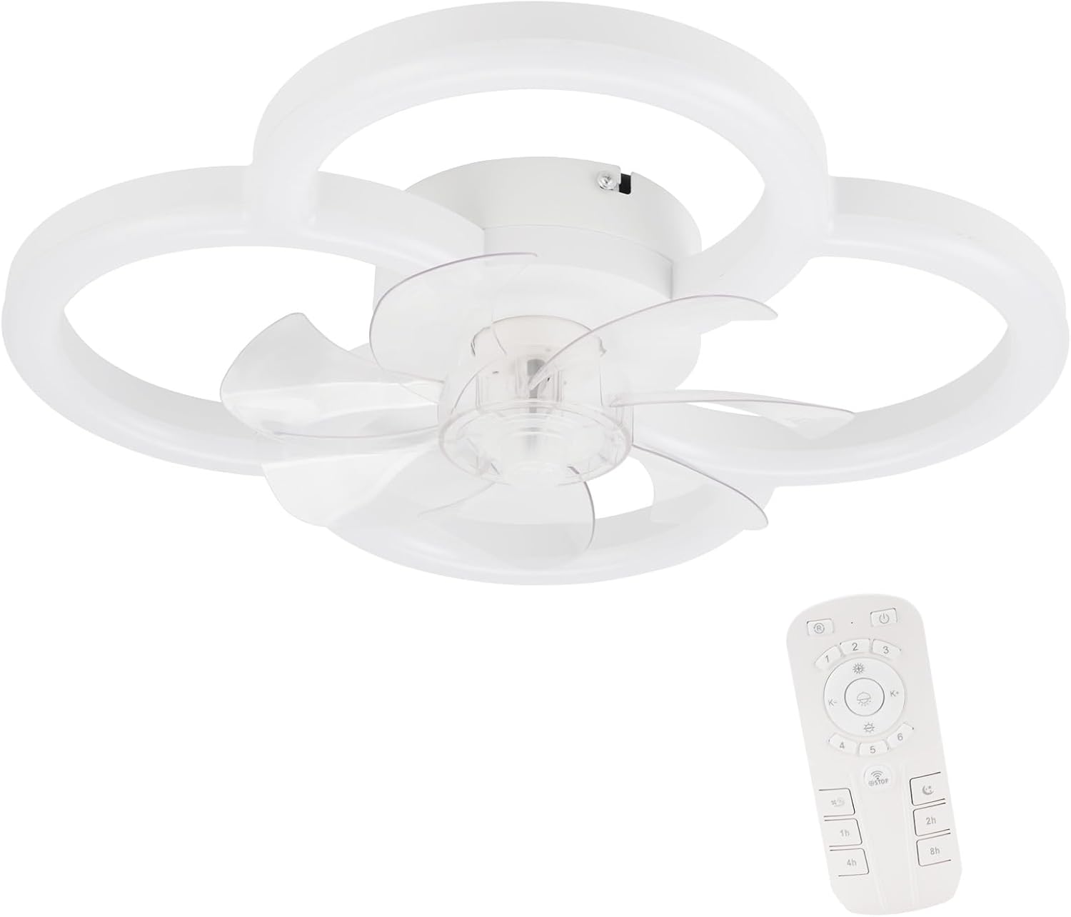 Homefire LED Deckenventilator Mit Beleuchtung - Deckenleuchte Ventilator Leise mit Fernbedienung Dimmbar Wohnzimmer Deckenleuchte 6-Gang Timer Weiß Ventilator Lampe für Jugendzimmer Büro Kinderzimmer - Homefire
