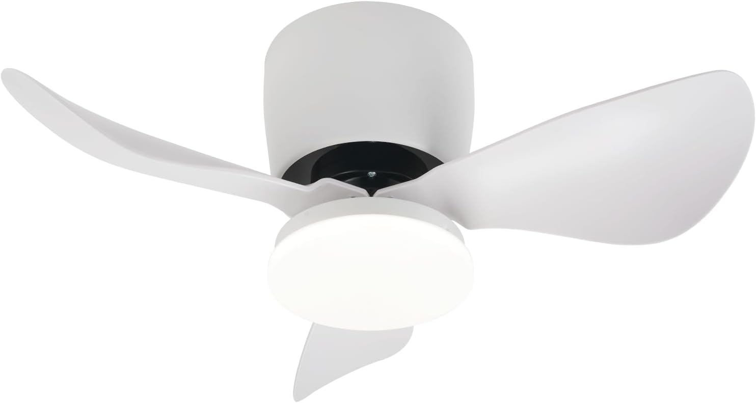 Homefire LED Deckenventilator Mit Beleuchtung Leise - 70CM Dimmbar Deckenventilatoren mit Fernbedienung Modern 23W Weiß Wohnzimmer Deckenlampe mit Ventilator Sommer/Winter 6-Gang Timer für Esszimmer [Energieklasse E] - Homefire