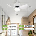 Homefire LED Deckenventilator Mit Beleuchtung Leise - 70CM Dimmbar Deckenventilatoren mit Fernbedienung Modern 23W Weiß Wohnzimmer Deckenlampe mit Ventilator Sommer/Winter 6-Gang Timer für Esszimmer [Energieklasse E] - Homefire