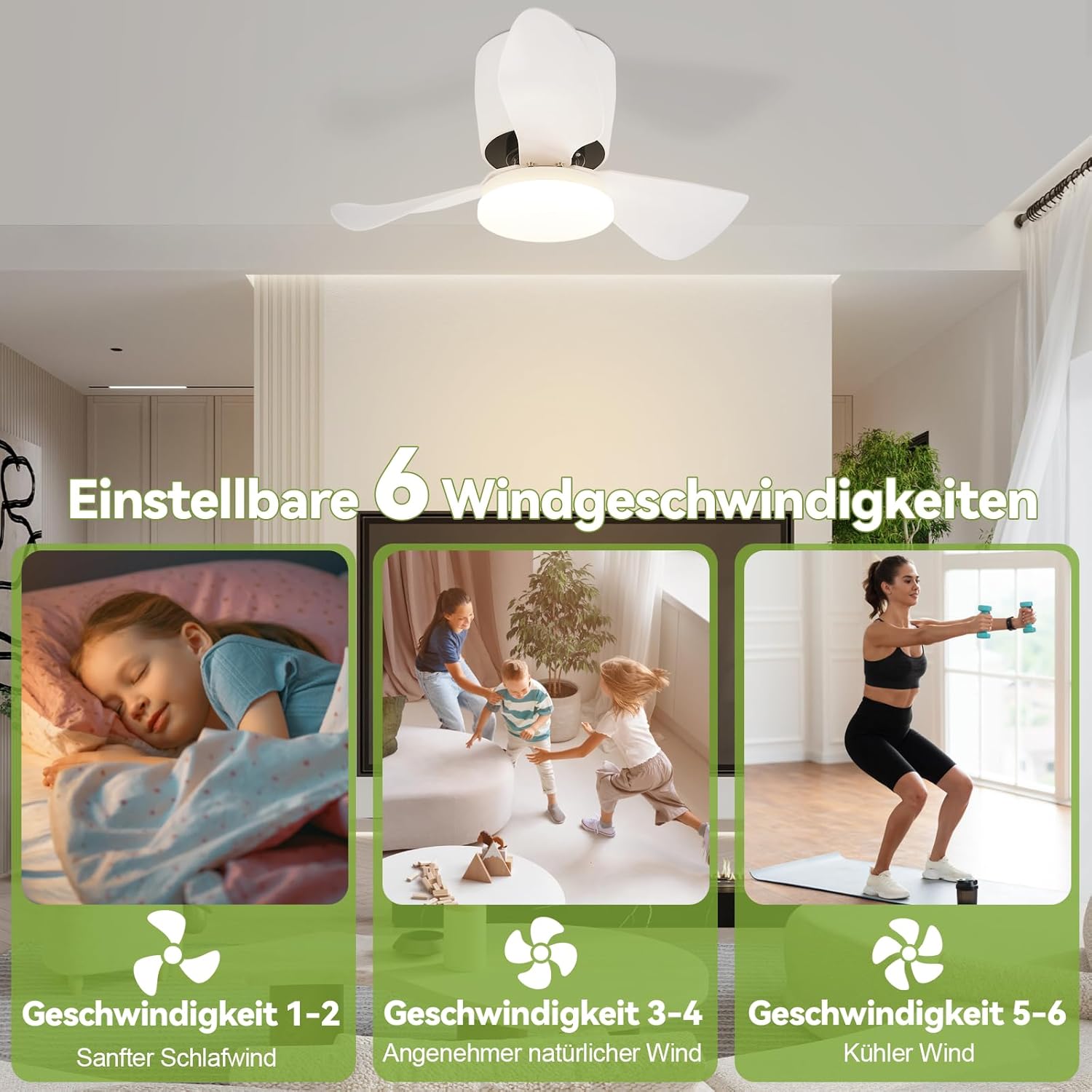 Homefire LED Deckenventilator Mit Beleuchtung Leise - 70CM Dimmbar Deckenventilatoren mit Fernbedienung Modern 23W Weiß Wohnzimmer Deckenlampe mit Ventilator Sommer/Winter 6-Gang Timer für Esszimmer [Energieklasse E] - Homefire