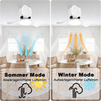 Homefire LED Deckenventilator Mit Beleuchtung Leise - 70CM Dimmbar Deckenventilatoren mit Fernbedienung Modern 23W Weiß Wohnzimmer Deckenlampe mit Ventilator Sommer/Winter 6-Gang Timer für Esszimmer [Energieklasse E] - Homefire