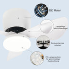 Homefire LED Deckenventilator Mit Beleuchtung Leise - 70CM Dimmbar Deckenventilatoren mit Fernbedienung Modern 23W Weiß Wohnzimmer Deckenlampe mit Ventilator Sommer/Winter 6-Gang Timer für Esszimmer [Energieklasse E] - Homefire