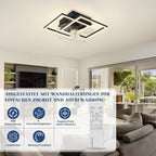 Homefire LED Deckenventilator Mit Beleuchtung - Leise Deckenlampe Mit Ventilator Und Fernbedienung Schwarz 3000-6500K Dimmbar Modern Deckenventilatoren Mit Licht 6-Gang DC-Motor Timer für Schlafzimmer - Homefire