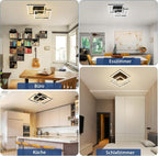 Homefire LED Deckenventilator Mit Beleuchtung - Leise Deckenlampe Mit Ventilator Und Fernbedienung Schwarz 3000-6500K Dimmbar Modern Deckenventilatoren Mit Licht 6-Gang DC-Motor Timer für Schlafzimmer - Homefire