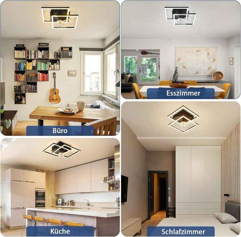 Homefire LED Deckenventilator Mit Beleuchtung - Leise Deckenlampe Mit Ventilator Und Fernbedienung Schwarz 3000-6500K Dimmbar Modern Deckenventilatoren Mit Licht 6-Gang DC-Motor Timer für Schlafzimmer - Homefire