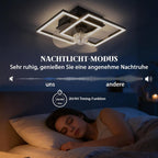 Homefire LED Deckenventilator Mit Beleuchtung - Leise Deckenlampe Mit Ventilator Und Fernbedienung Schwarz 3000-6500K Dimmbar Modern Deckenventilatoren Mit Licht 6-Gang DC-Motor Timer für Schlafzimmer - Homefire