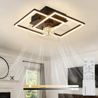 Homefire LED Deckenventilator Mit Beleuchtung - Leise Deckenlampe Mit Ventilator Und Fernbedienung Schwarz 3000-6500K Dimmbar Modern Deckenventilatoren Mit Licht 6-Gang DC-Motor Timer für Schlafzimmer - Homefire