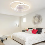 Homefire LED Deckenventilator Mit Beleuchtung - Modern 36W Deckenleuchte Ventilator Leise Mit Fernbedienung 3 Farbtemperatur 6-Gang Weiß Schlafzimmer Ventilator Lampe für Esszimmer Büro Kinderzimmer [Energieklasse E] - Homefire