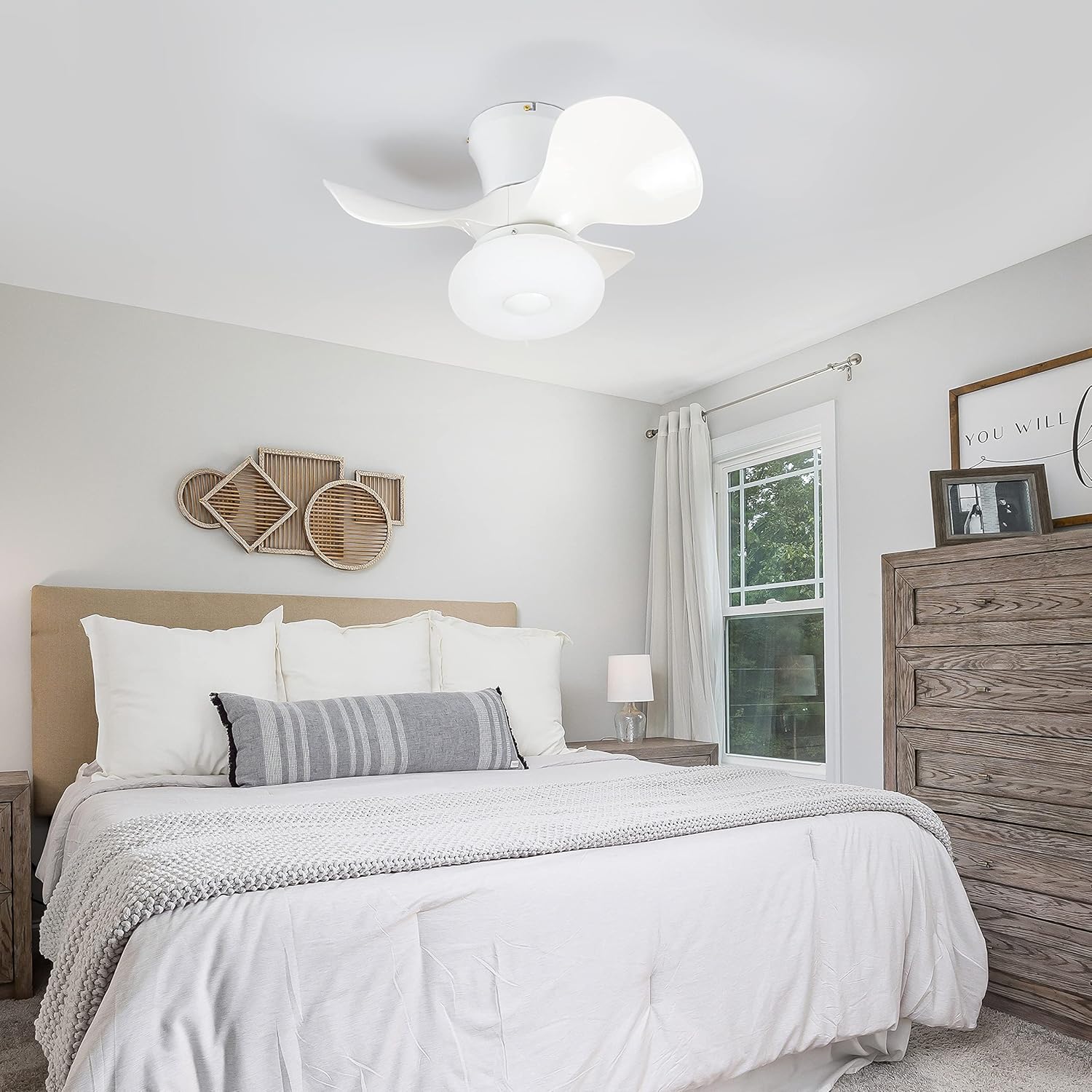 Homefire Led Deckenventilator mit Beleuchtung - Modern Deckenlampe Fan Leise Fernbedienung Timing Wohnzimmerlampe Dimmbar Deckenleuchte Ventilator für Schlafzimmer Wohnzimmer Esszimmer Kinderzimmer [Energieklasse G] - Homefire
